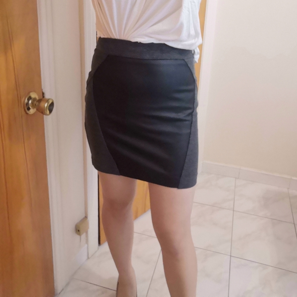 Dynamite Faux Leather Mixed Media Mini Skirt